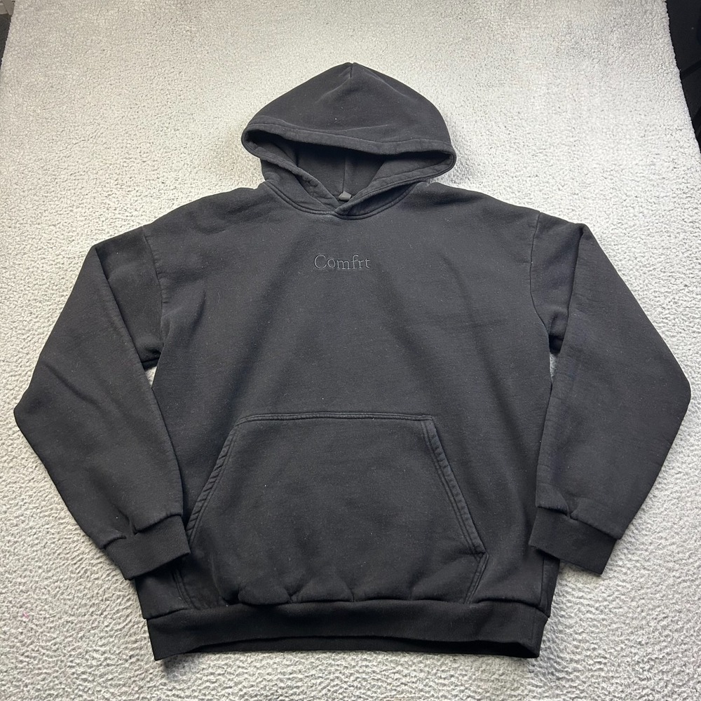 COMFRT Hoodie Unisex Black Signature Lounge Fleece Pullover Oversized 2XL